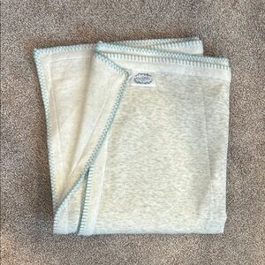 Cozy Cream/Grey Blanket with Blue Trim